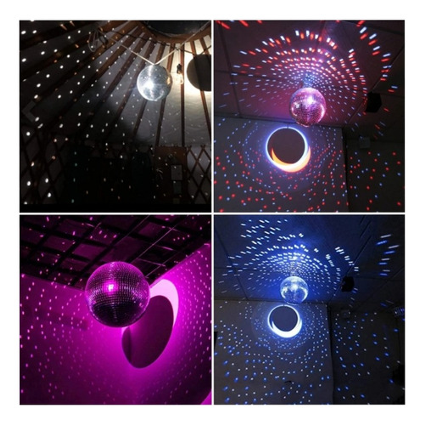 Bola Espejo 20cm Bola Disco + Base Giratoria A 220v Blanco 6