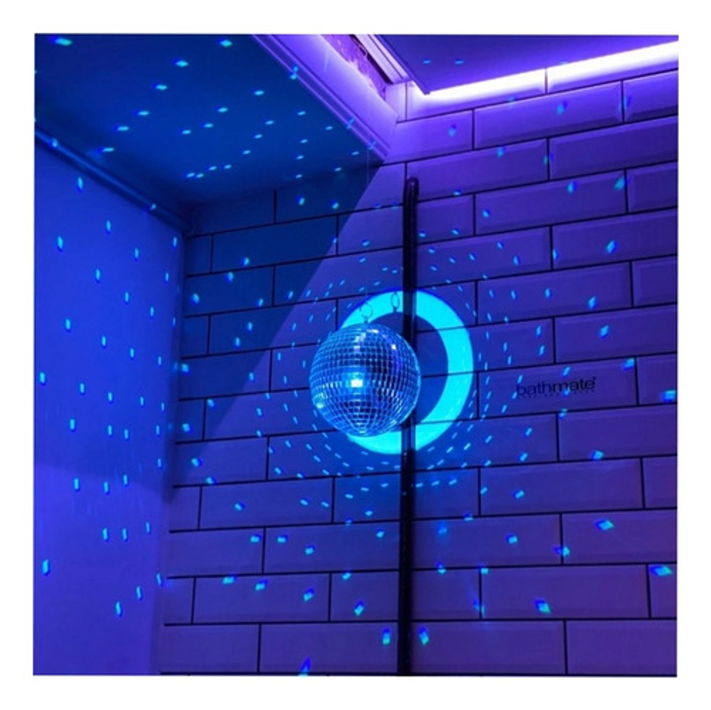 Bola Espejo 20cm Bola Disco + Base Giratoria A 220v Blanco 7