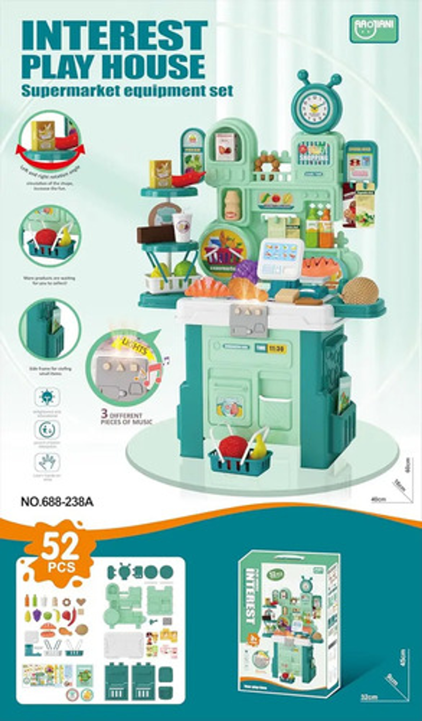 Cocina Infantil Irfora Kitchen Playset 52 Piezas Luz Sonido Turquesa 5