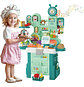 Cocina Infantil Irfora Kitchen Playset 52 Piezas Luz Sonido Turquesa - Miniatura 7