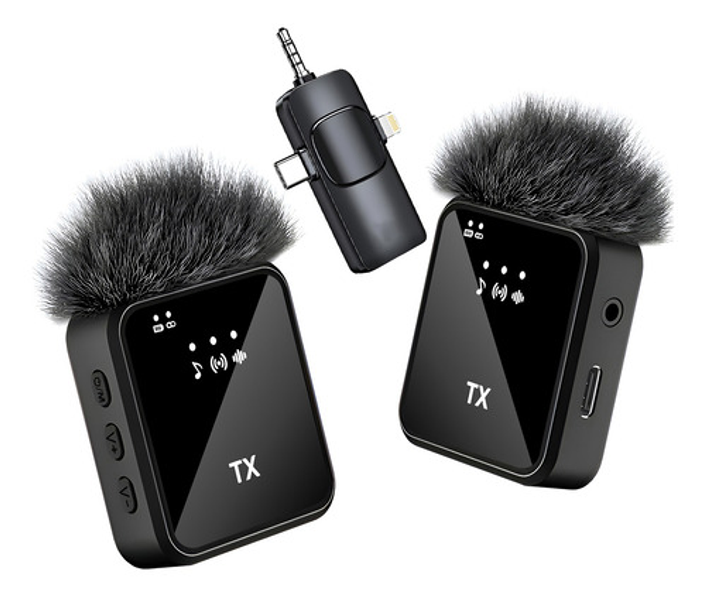 Pack 2 Microfonos Inalambrico 3 En 1 Para iPhone Android Pc Color Negro 3