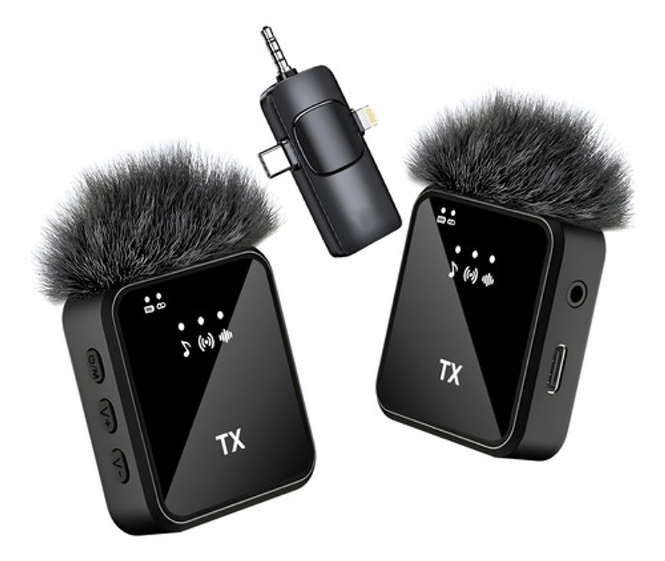 Pack 2 Microfonos Inalambrico 3 En 1 Para iPhone Android Pc Color Negro 3