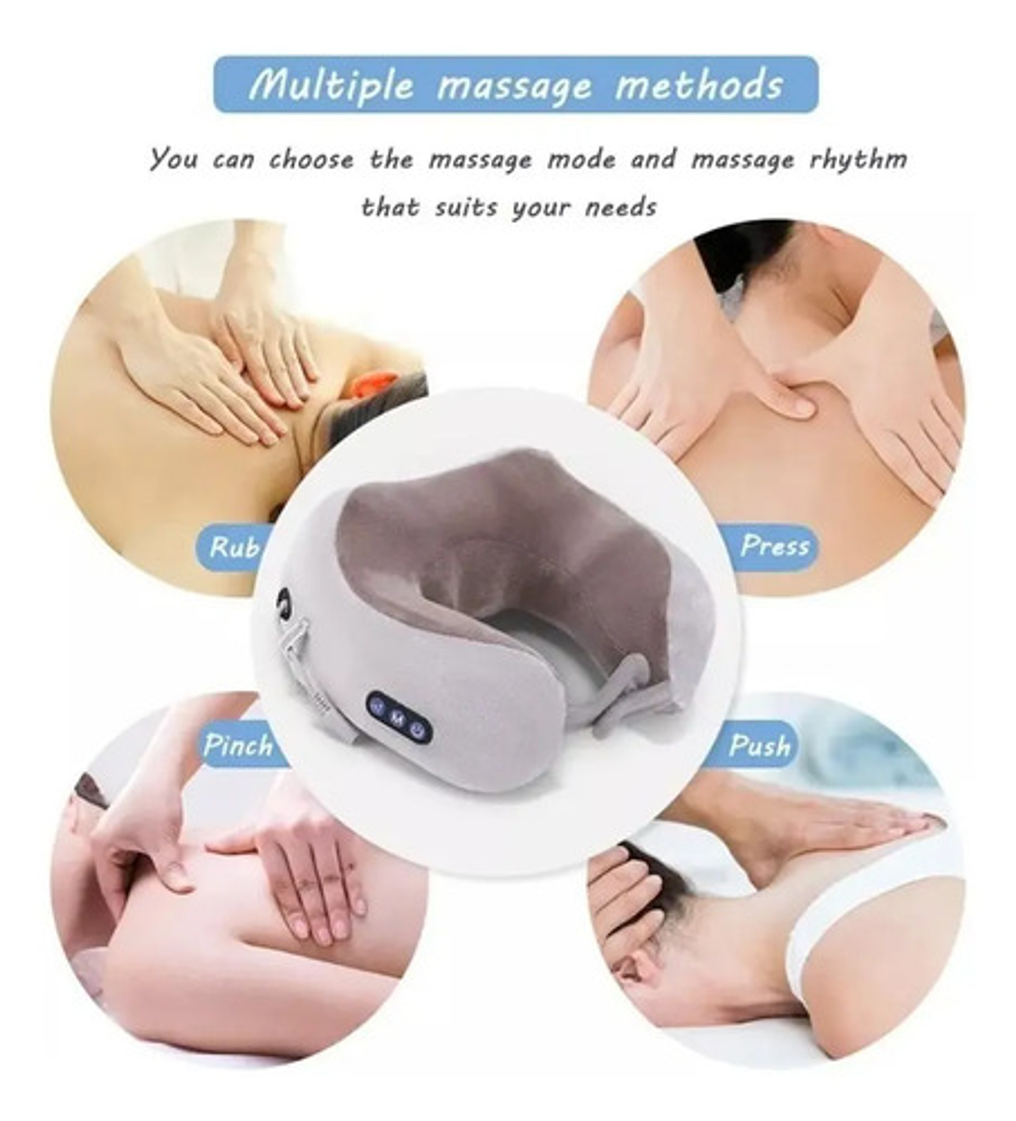 Almohada Cervical De Viaje Con Masaje Vibratorio Y Espuma Me 2