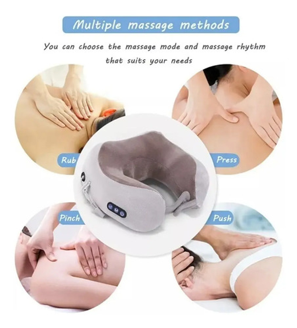 Almohada Cervical De Viaje Con Masaje Vibratorio Y Espuma Me 2
