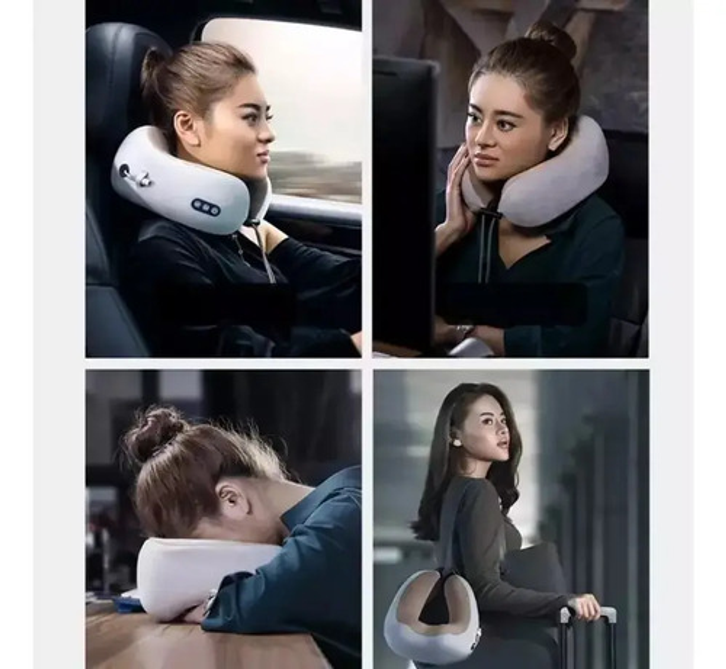 Almohada Cervical De Viaje Con Masaje Vibratorio Y Espuma Me 4