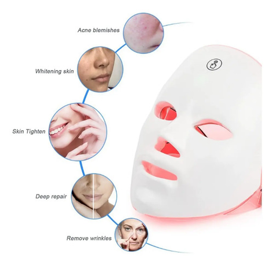Máscara Facial Led 7 Colores Terapia Lumínica Rejuvenecedora 5