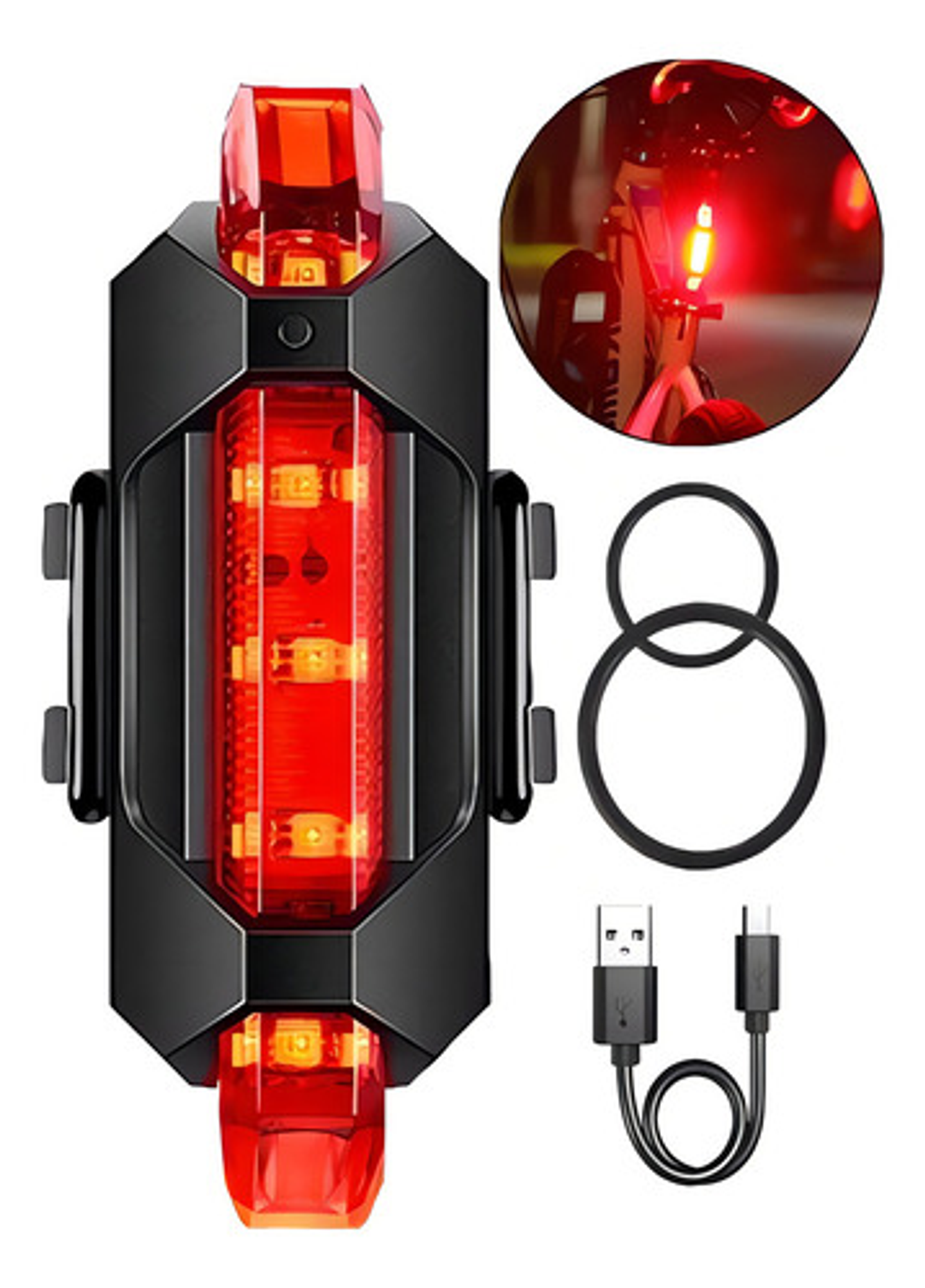 Luz Trasera Bicicleta Linterna Ciclismo Luces Led Recargable Color Rojo 4