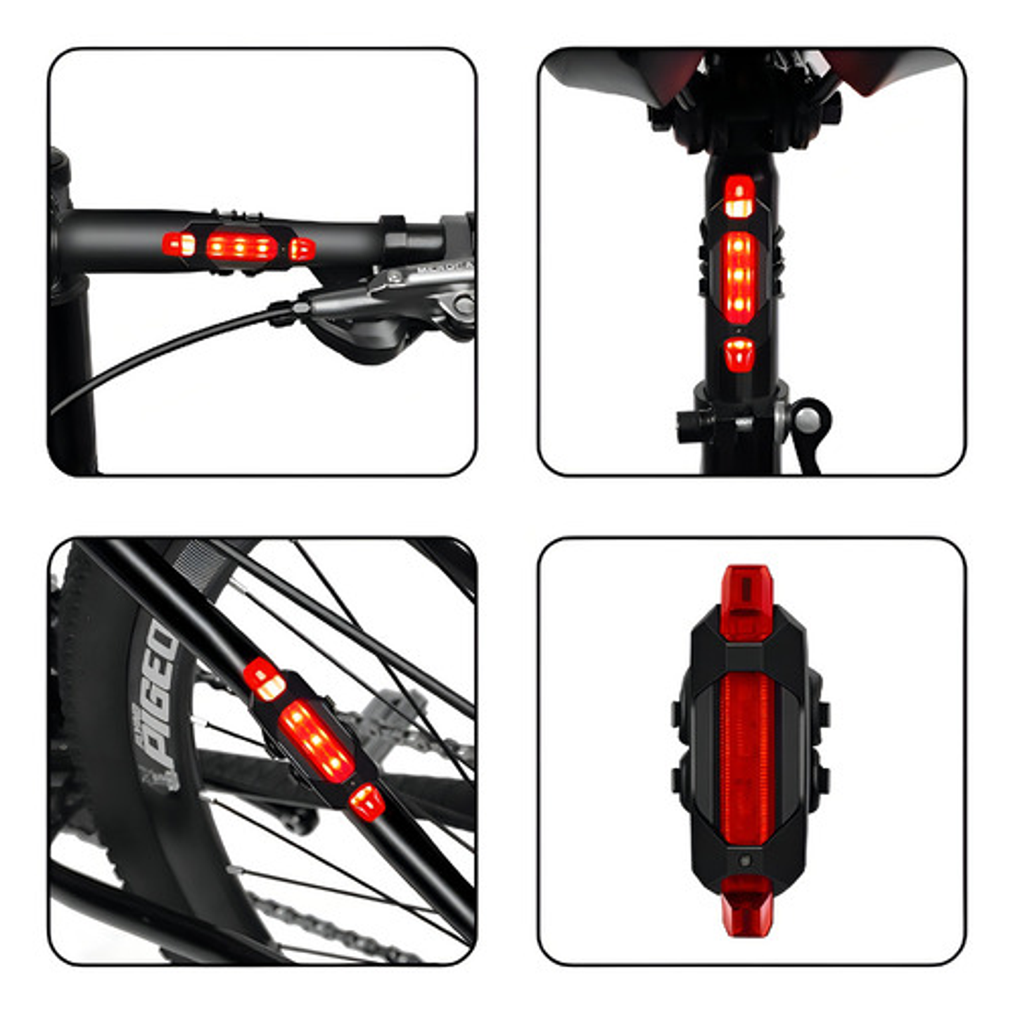 Luz Trasera Bicicleta Linterna Ciclismo Luces Led Recargable Color Rojo 6