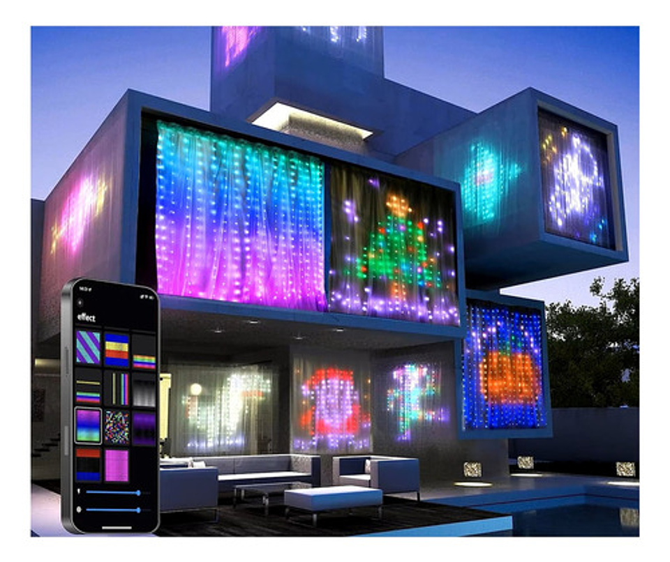 Cortina Led Inteligente 400 Luces Rgb 2x2m Control Remoto Ap Multicolor 3