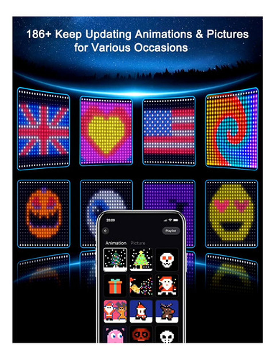 Cortina Led Inteligente 400 Luces Rgb 2x2m Control Remoto Ap Multicolor 6