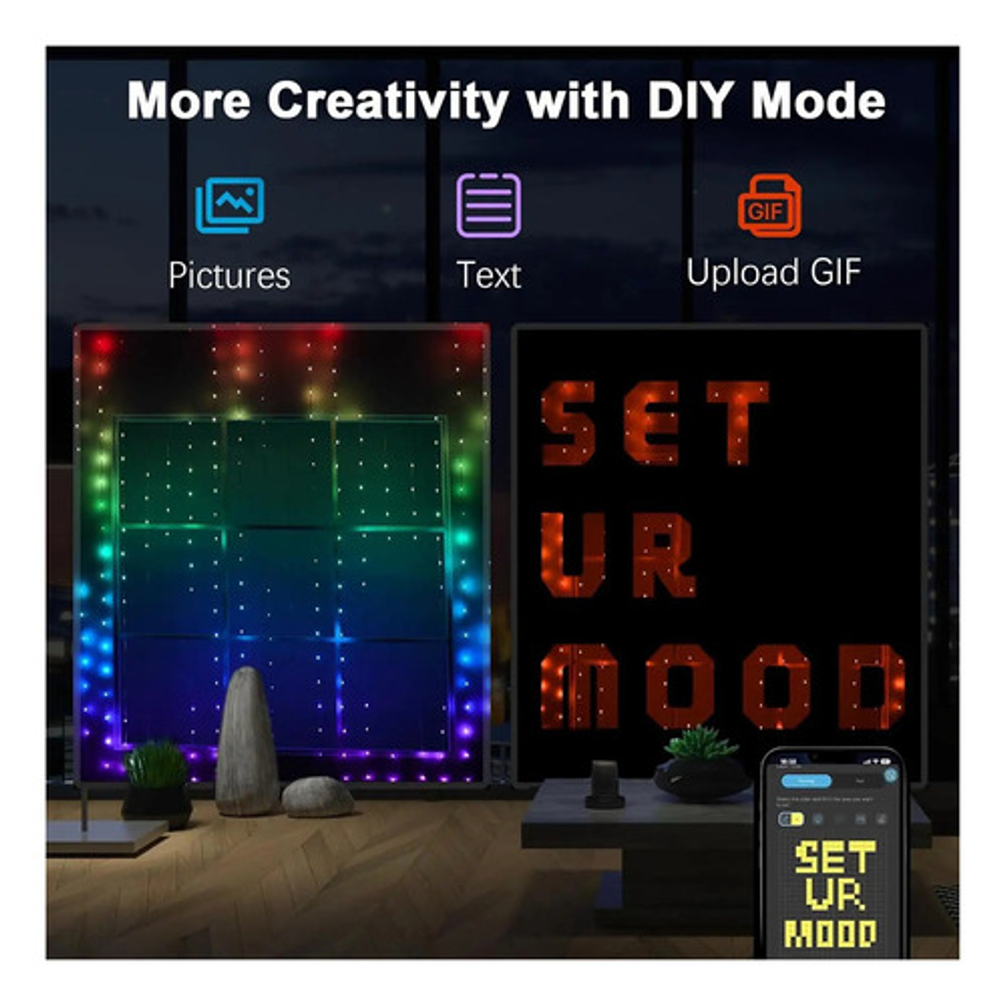 Cortina Led Inteligente 400 Luces Rgb 2x2m Control Remoto Ap Multicolor 7