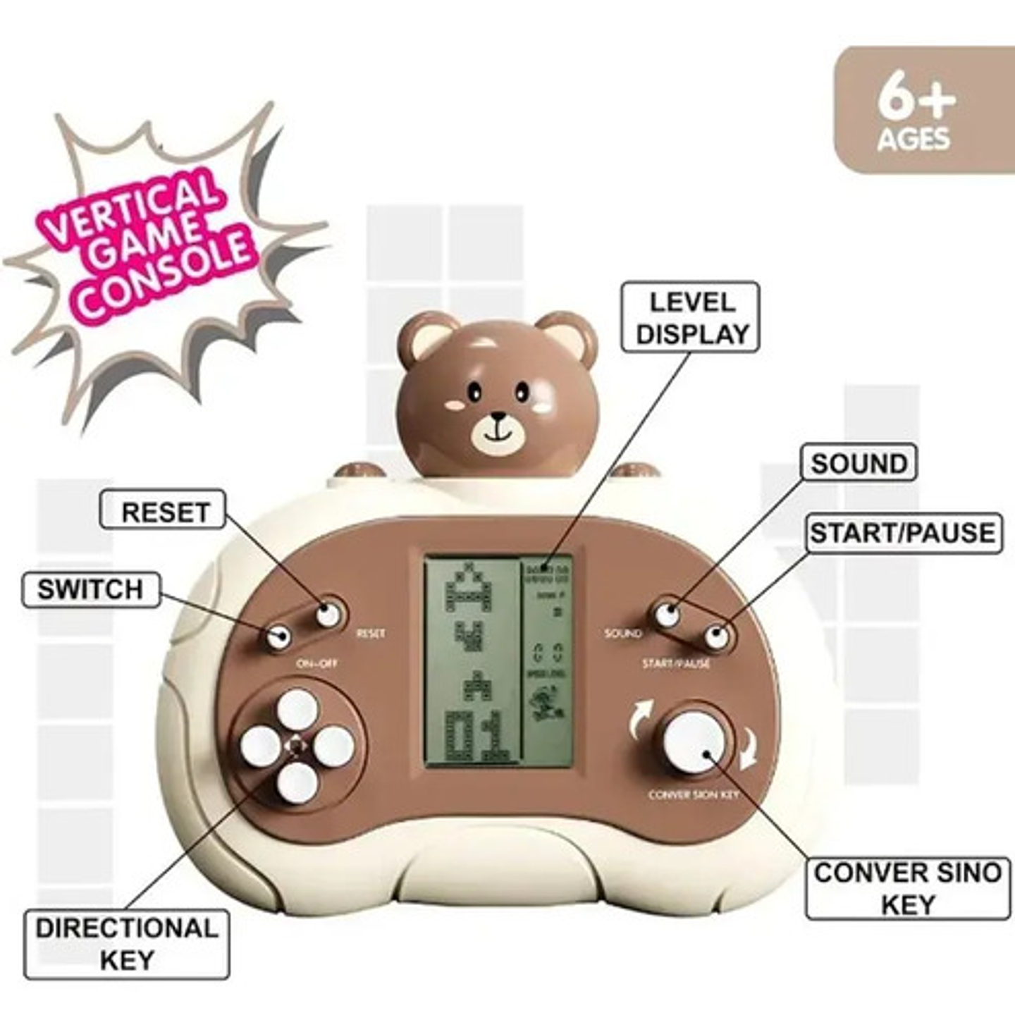 Consola Portátil Infantil Tetris Clásico Animalitos 2