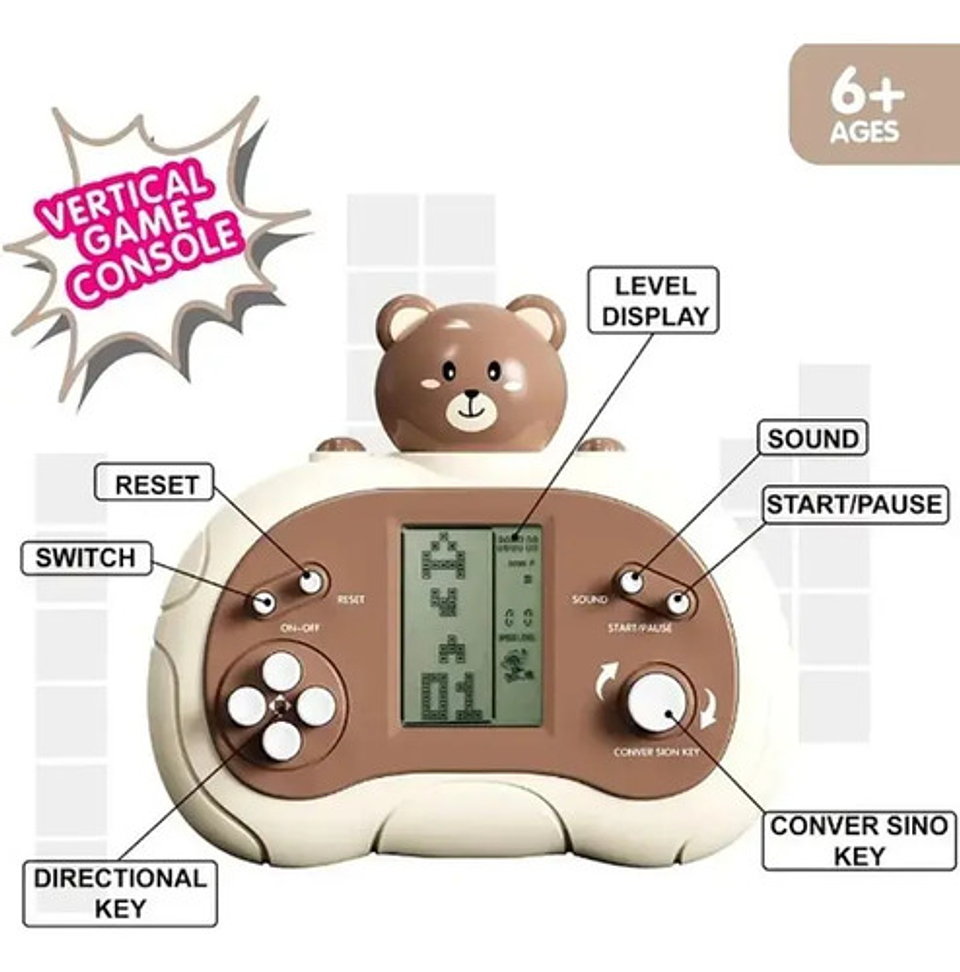 Consola Portátil Infantil Tetris Clásico Animalitos 2