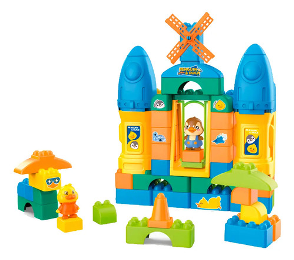 Set Bloques Pingüino Y Pato 68 Piezas Con Mochila Infantil 2