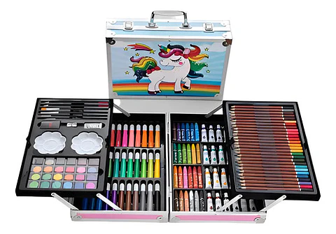 Set De Dibujo Y Pintura Unicornio 145 Piezas Con Maletín