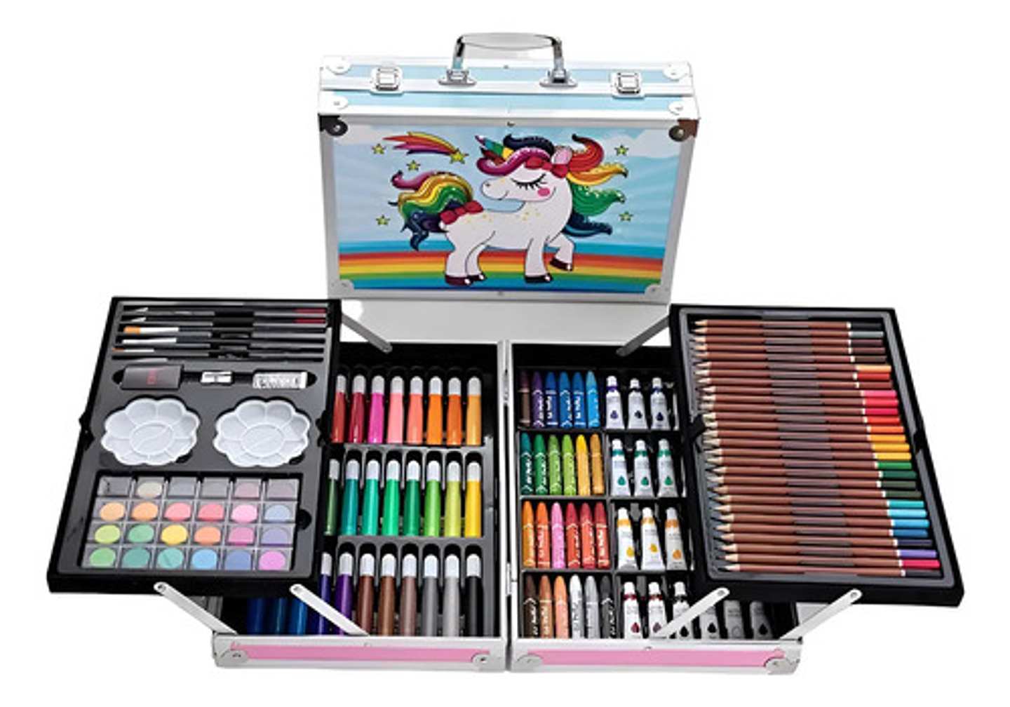 Set De Dibujo Y Pintura Unicornio 145 Piezas Con Maletín 2