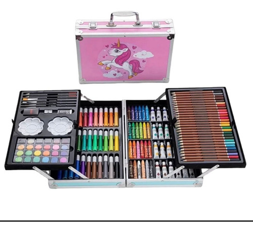 Set De Dibujo Y Pintura Unicornio 145 Piezas Con Maletín 5