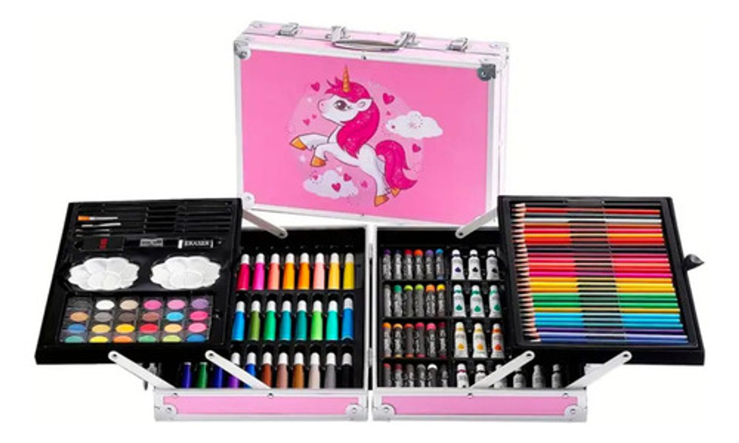 Set De Dibujo Y Pintura Unicornio 145 Piezas Con Maletín 6