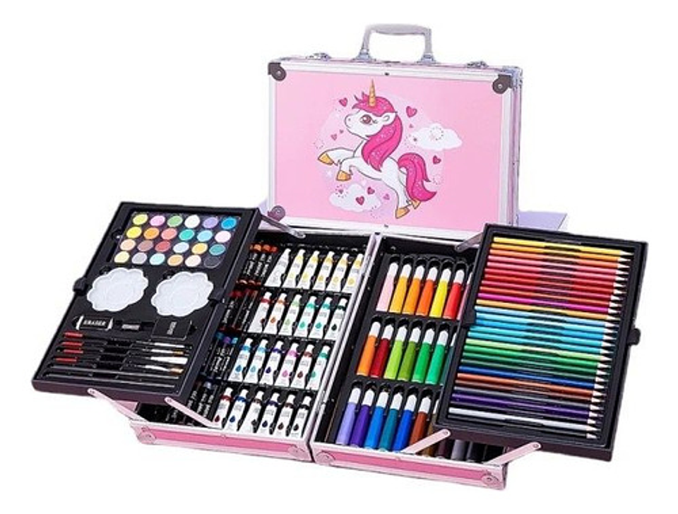 Set De Dibujo Y Pintura Unicornio 145 Piezas Con Maletín 10