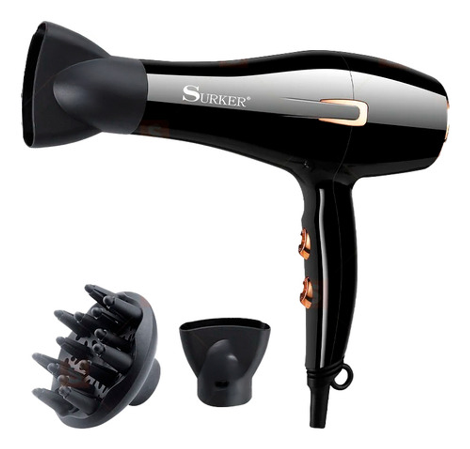Secador De Pelo Profesional 3500w Con Difusor Y Boquilla Negro 1