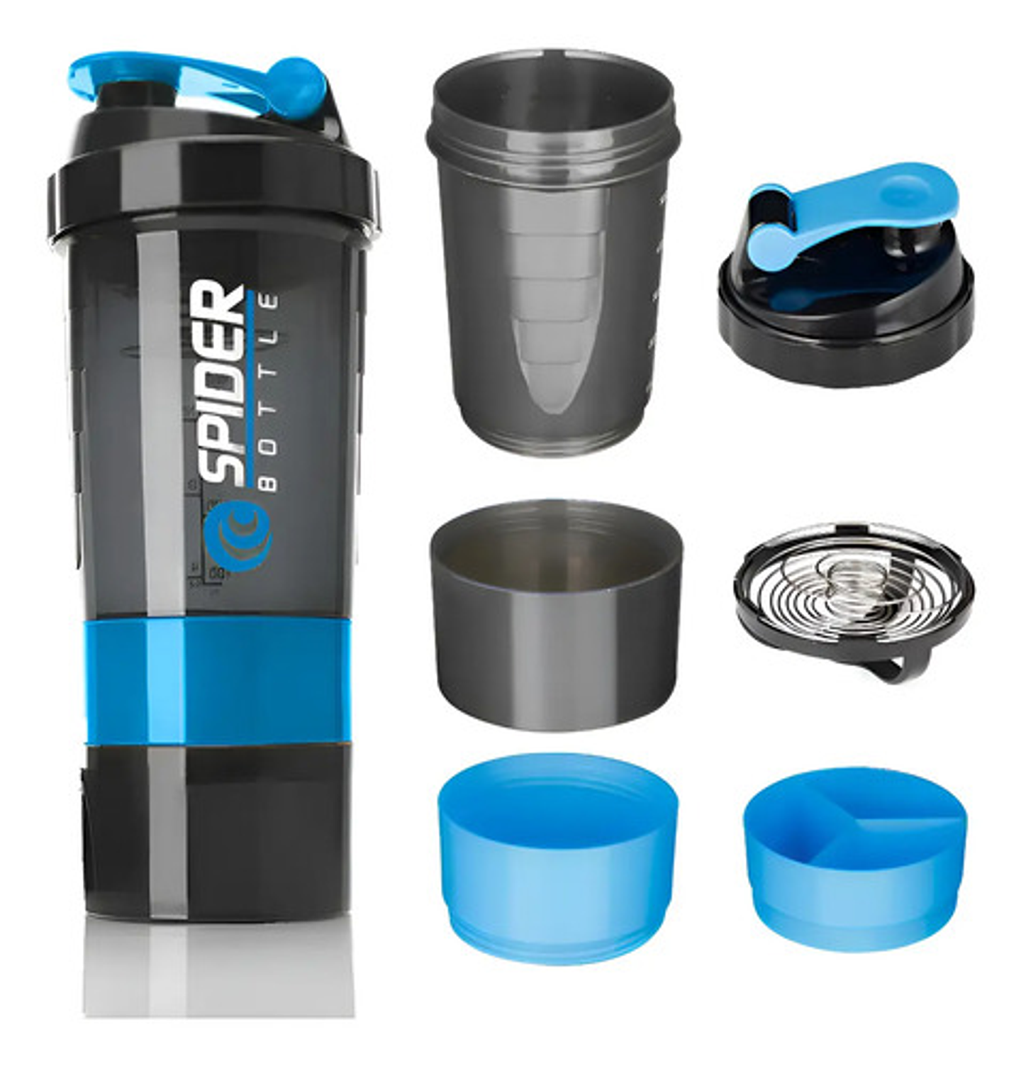 Shaker Proteina Botella Fitness Mezclador Batidos Color Negro 1