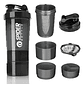 Shaker Proteina Botella Fitness Mezclador Batidos Color Negro - Miniatura 2