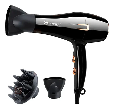 Secador De Pelo Profesional 3500w Con Difusor Y Boquilla Negro
