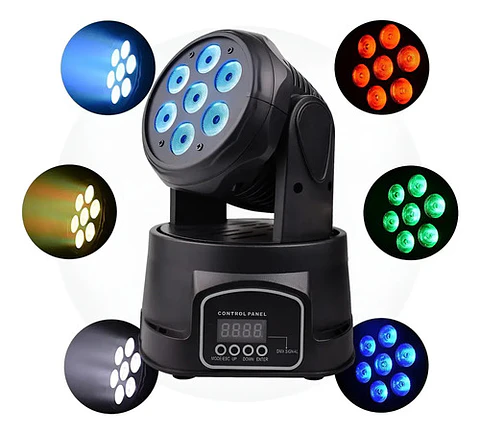 Luz Led Cabezal Móvil 7x10w Rgbw Dmx Mini Spot Escenario