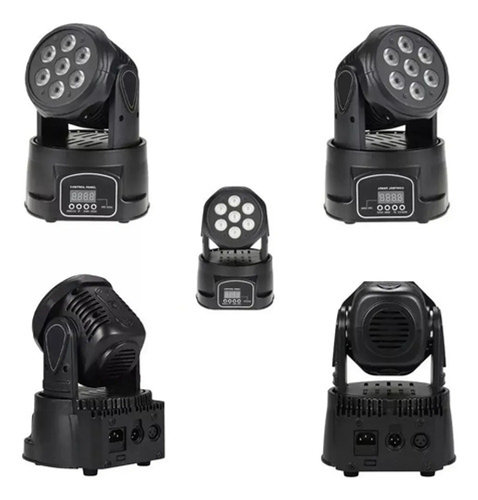Luz Led Cabezal Móvil 7x10w Rgbw Dmx Mini Spot Escenario 3
