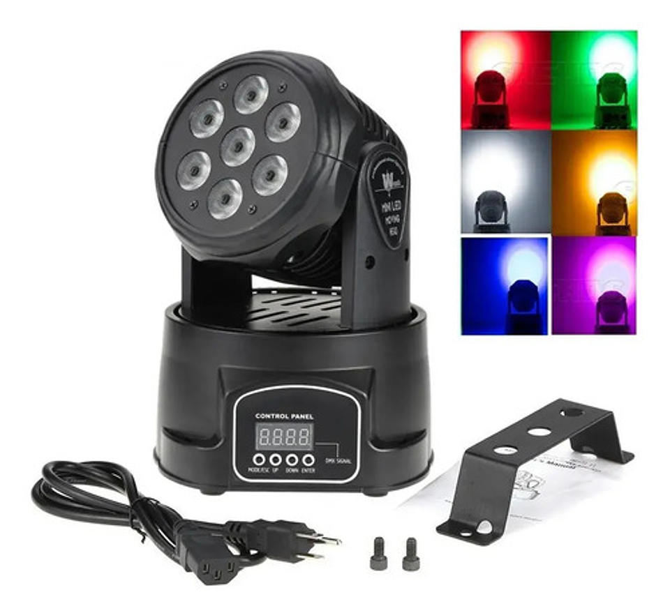 Luz Led Cabezal Móvil 7x10w Rgbw Dmx Mini Spot Escenario 4
