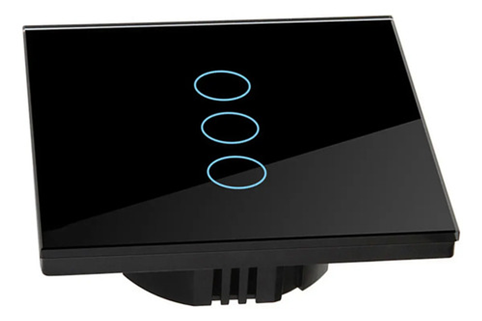 Interruptor Táctil Vidrio Templado 3 Botones Negro 10