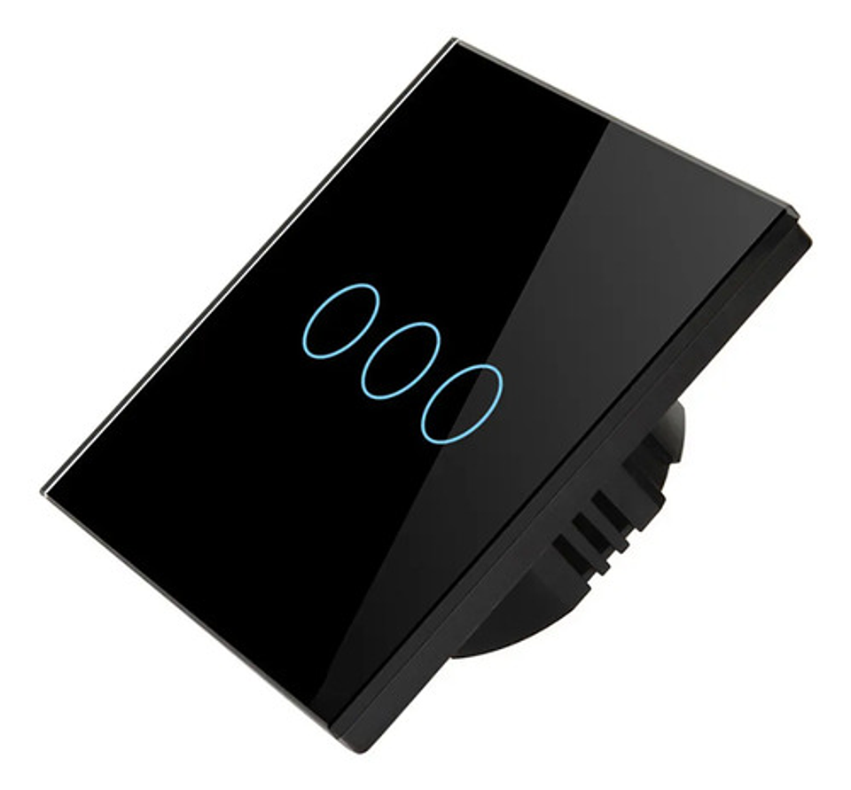 Interruptor Táctil Vidrio Templado 3 Botones Negro 12