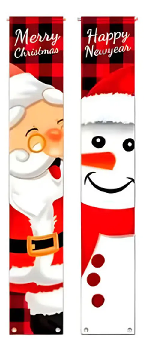 Banderines Navideños De Tela 180x30cm Par Decoración Puerta