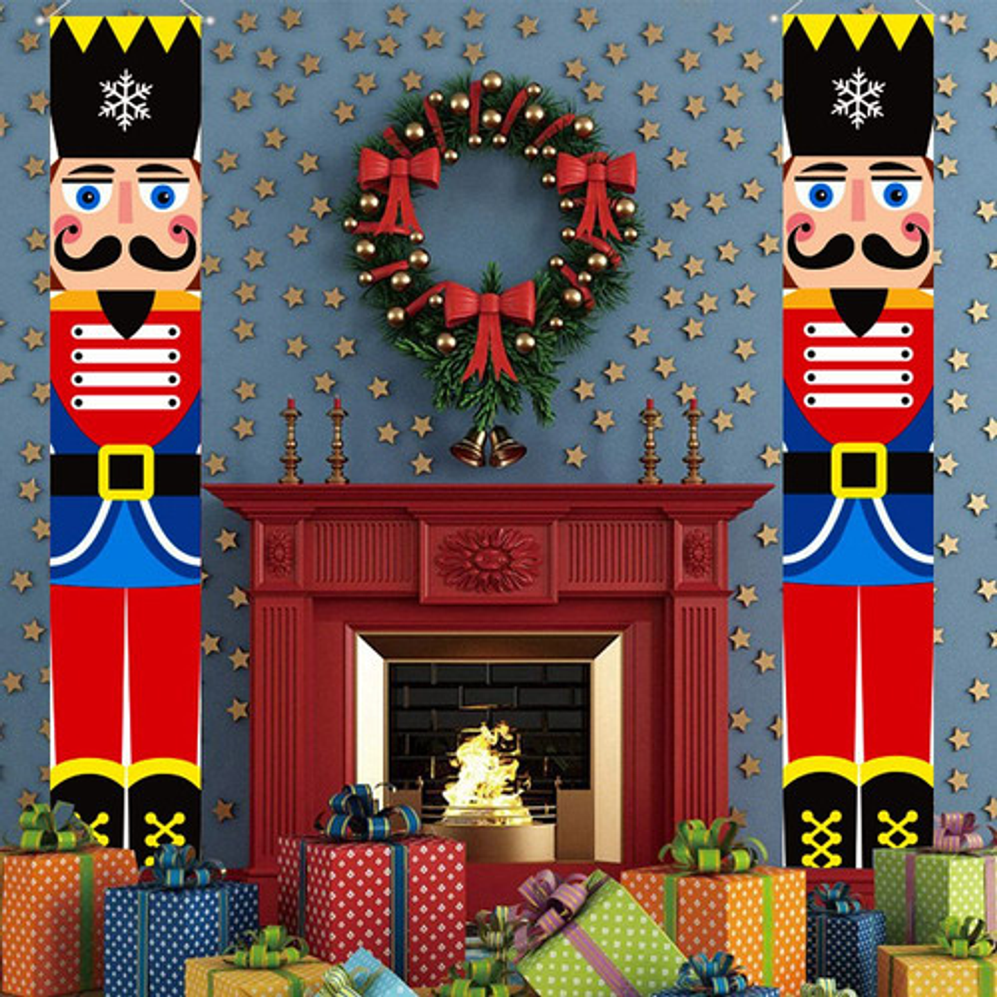 Banderines Navideños De Tela 180x30cm Par Decoración Puerta 7