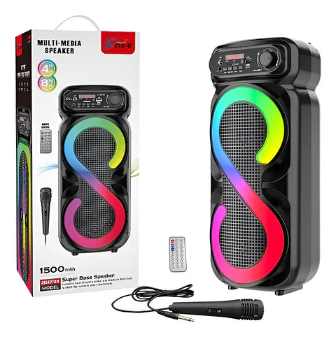 Parlante Bluetooth Portátil Zqs4270m Luces Led Micrófono