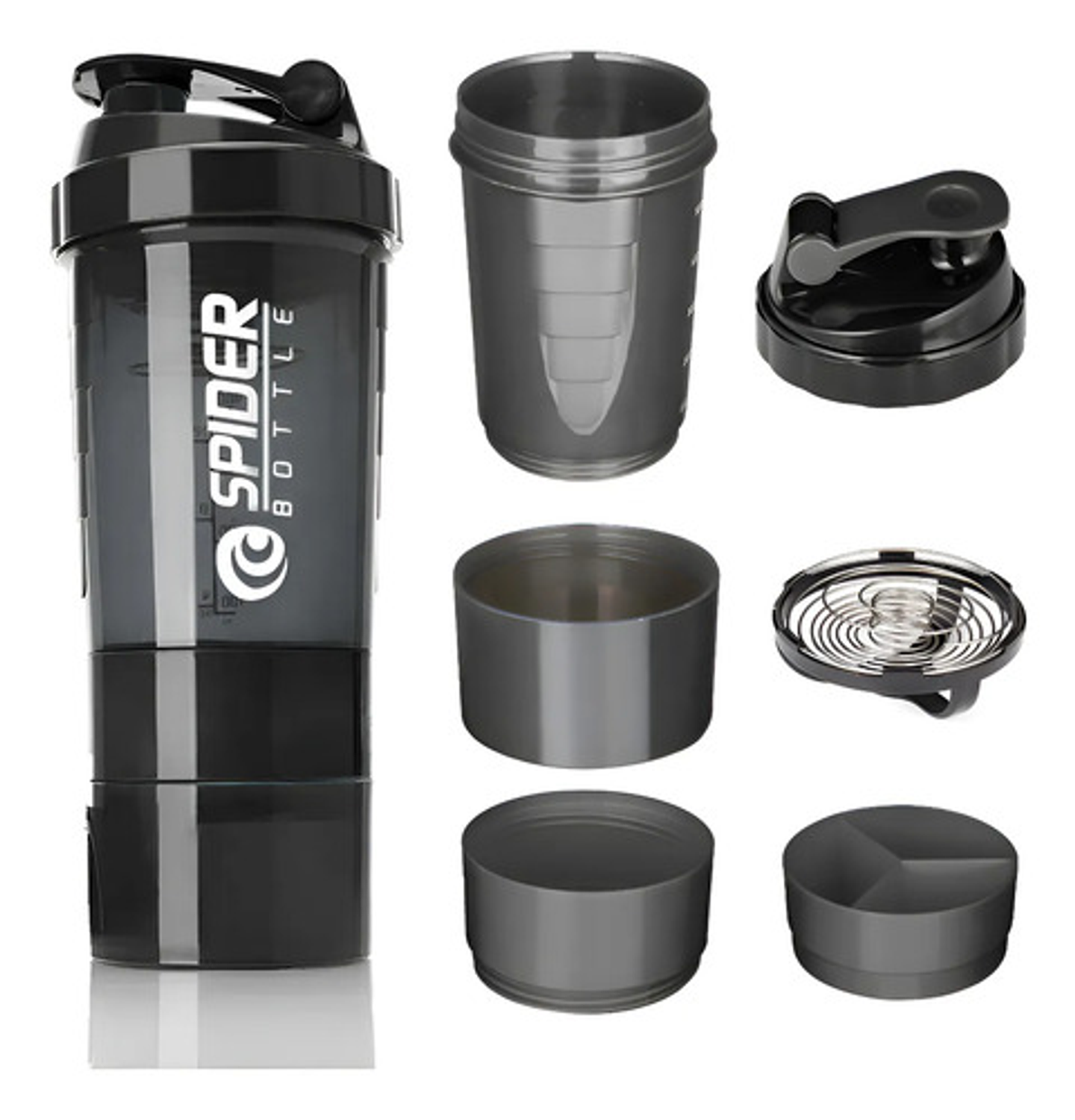 Shaker Proteina Botella Fitness Mezclador Batidos Color Negro 2