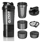 Shaker Proteina Botella Fitness Mezclador Batidos Color Negro - Miniatura 2