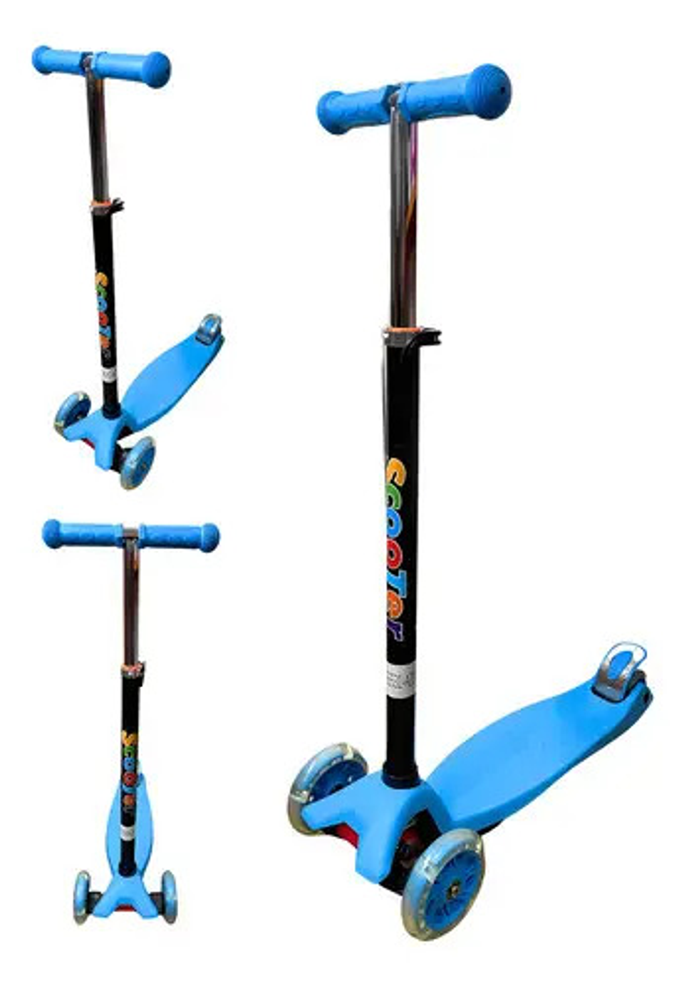Scooter Infantil 3 Ruedas Ajustable Con Luces Reforzado Azul Claro 4