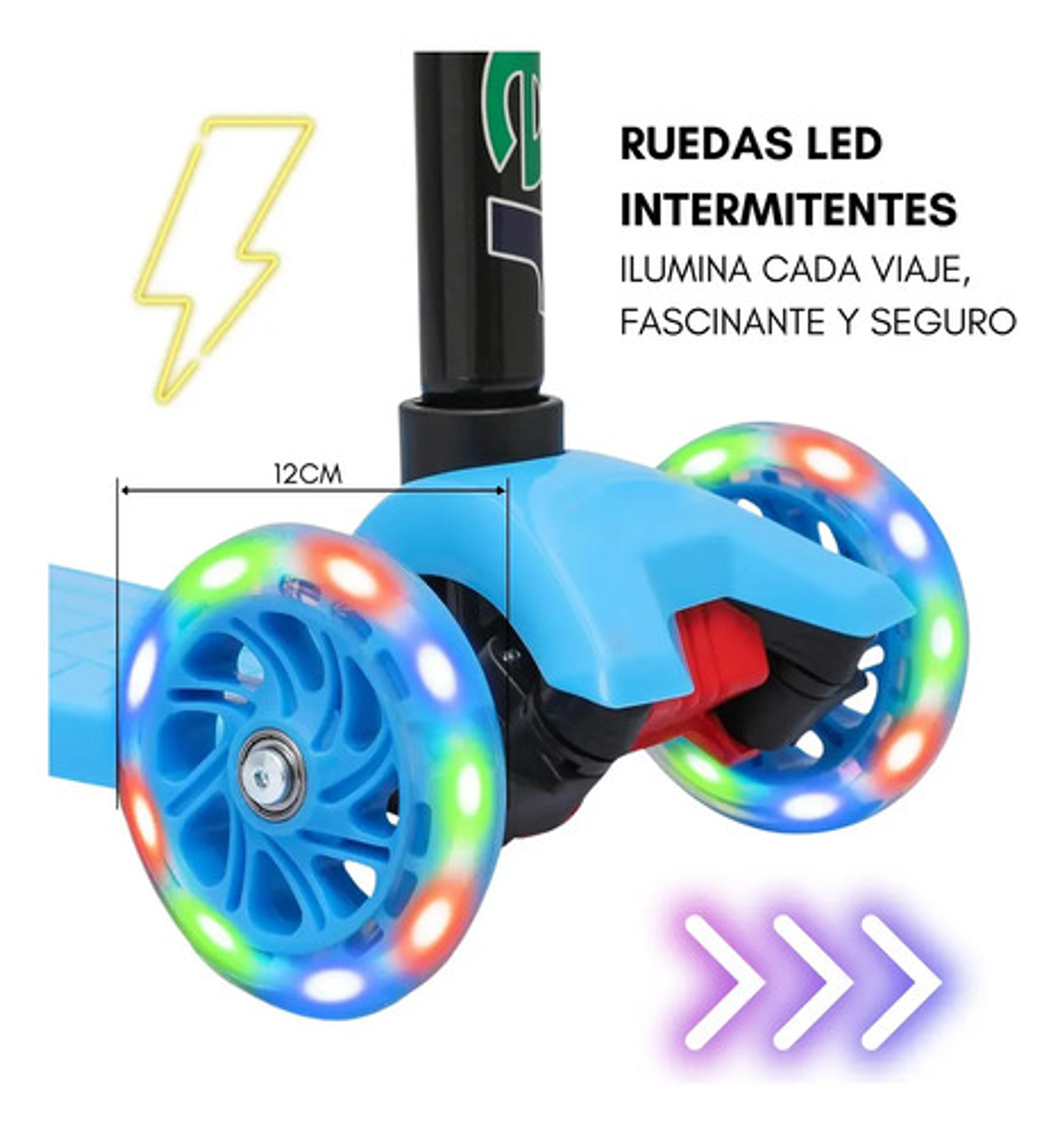 Scooter Infantil 3 Ruedas Ajustable Con Luces Reforzado Azul Claro 6