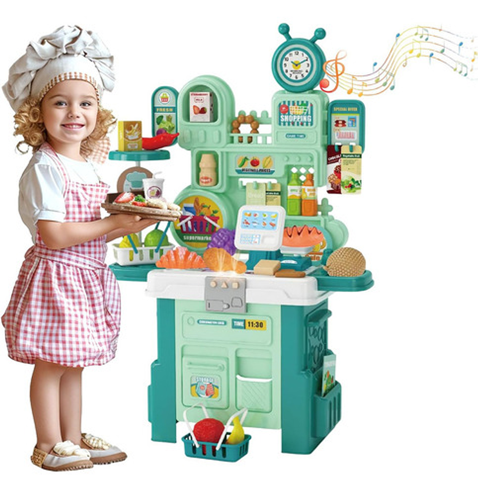 Juego De Cocina Infantil 52 Piezas Con Luz Y Sonido Interact 7
