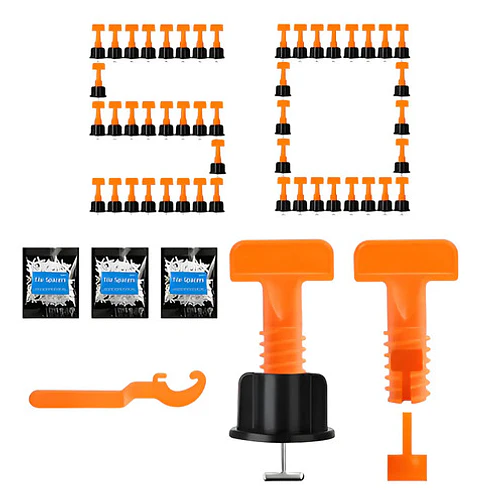 Niveladores Cerámica Reutilizables Thek 50 Piezas Con Llave Plástica Naranja