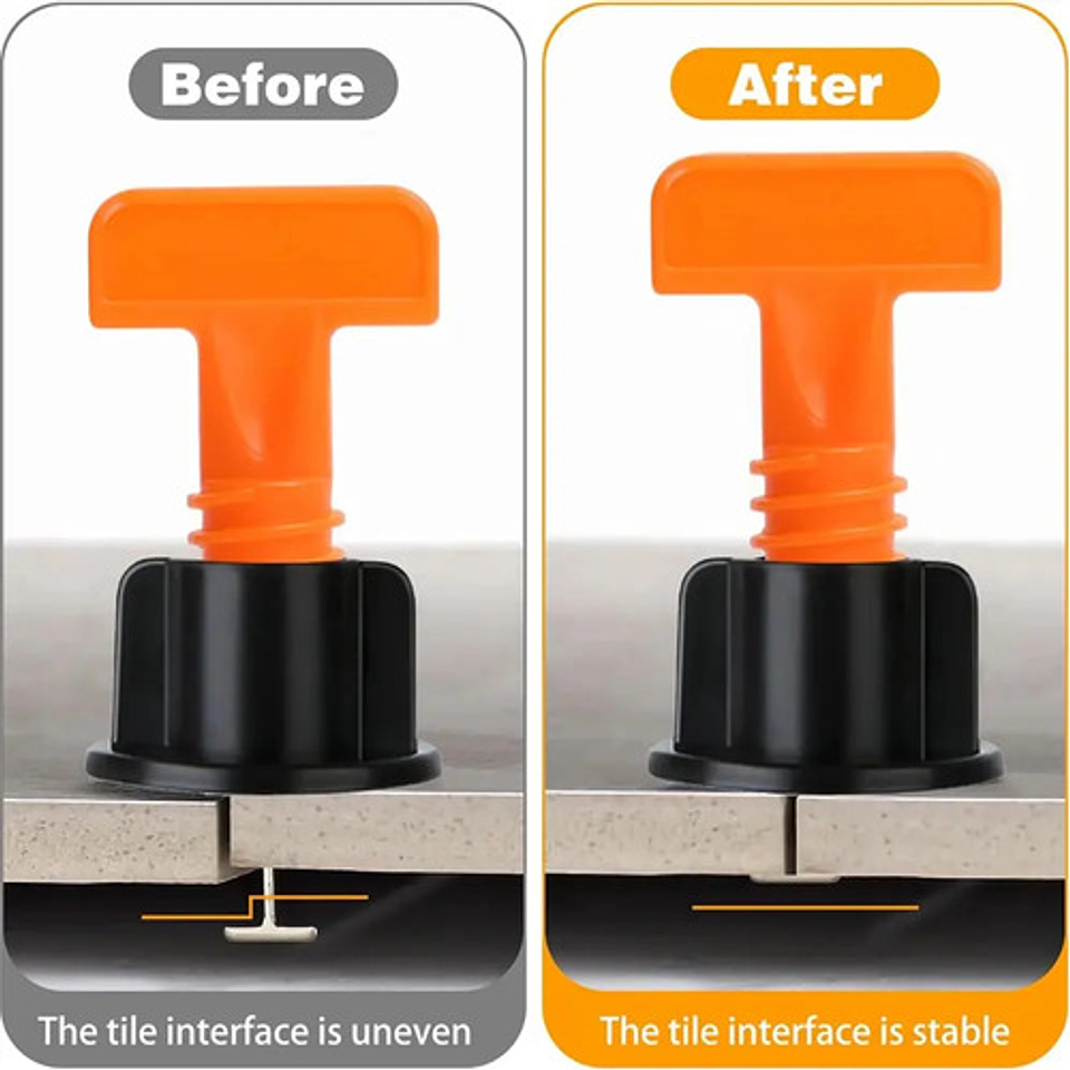 Niveladores Cerámica Reutilizables Thek 50 Piezas Con Llave Plástica Naranja 5