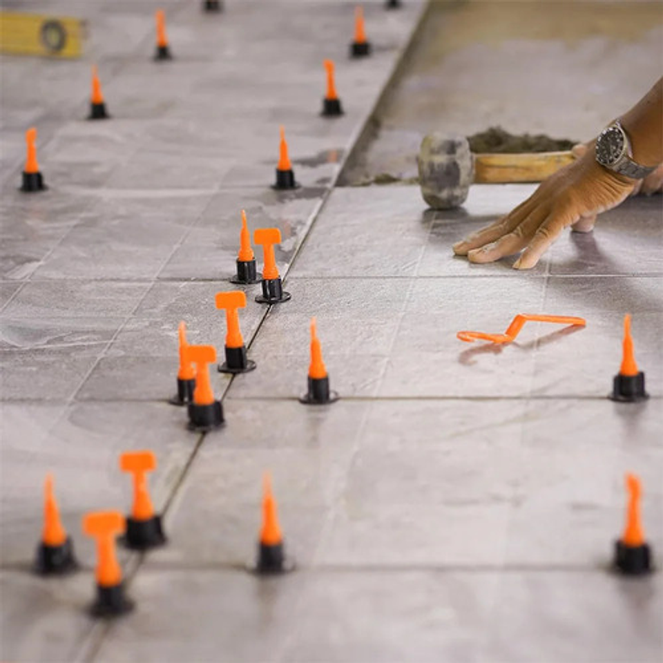 Niveladores Cerámica Reutilizables Thek 50 Piezas Con Llave Plástica Naranja 6