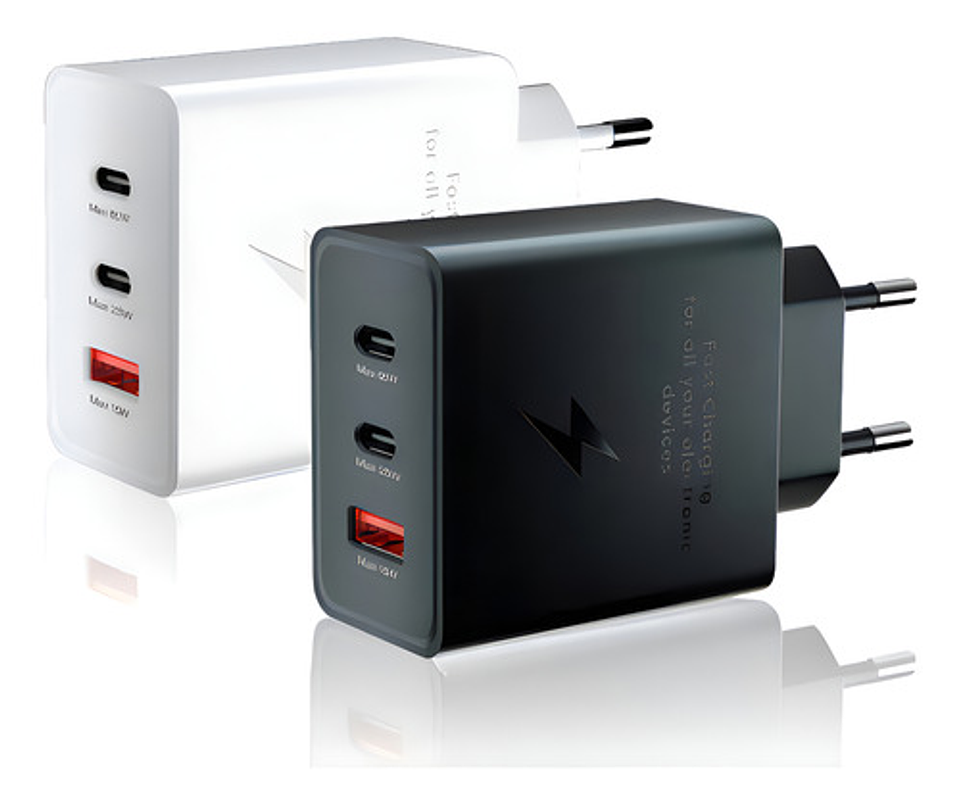 Cargador Carga Super Rápida 65w Usb C + Usb + Negro 1