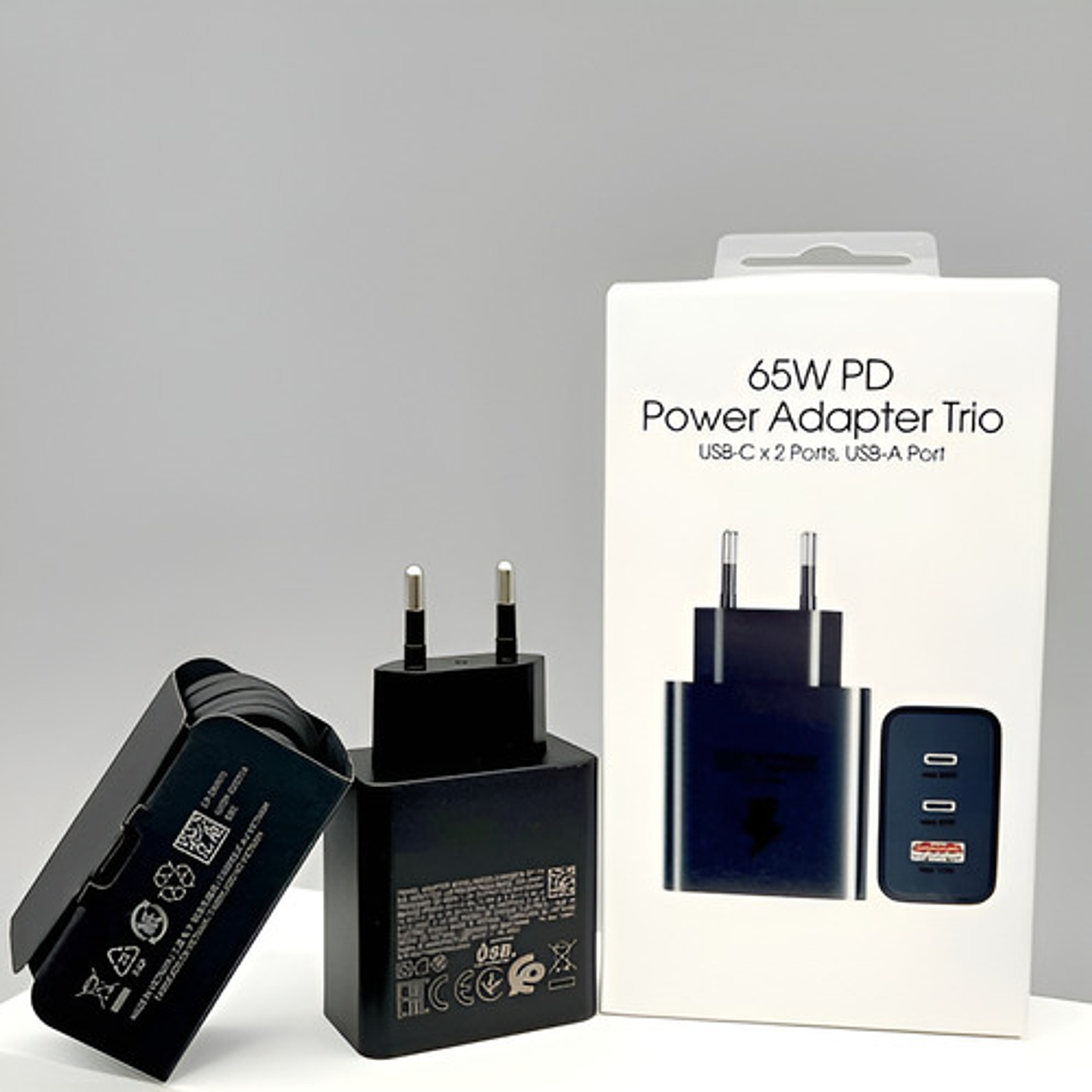 Cargador Carga Super Rápida 65w Usb C + Usb + Negro 2