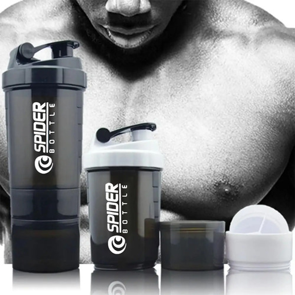 Shaker Proteina Botella Fitness Mezclador Batidos Blanco 7