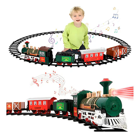 Tren Eléctrico Navidad Con Luz Y Sonido Locomotora Pilas