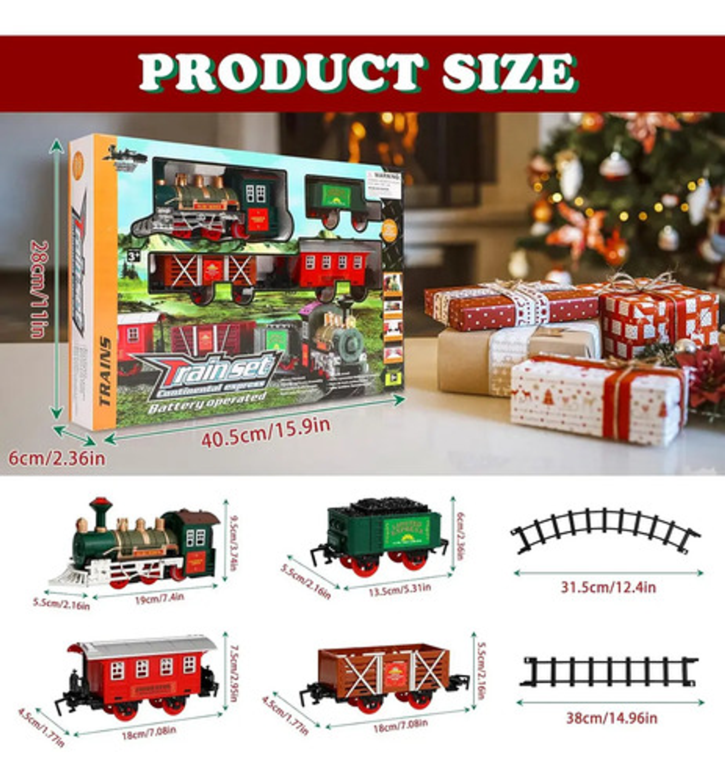 Tren Eléctrico Navidad Con Luz Y Sonido Locomotora Pilas 3