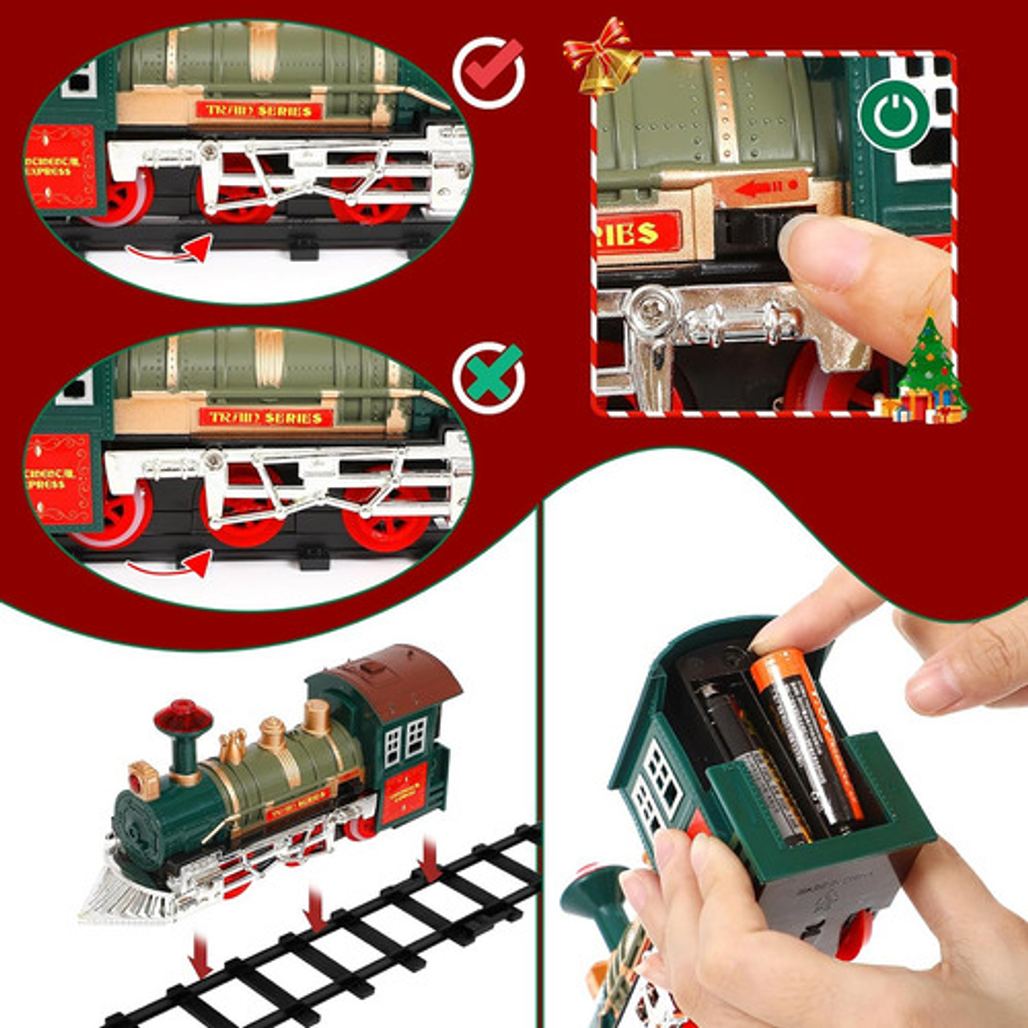 Tren Eléctrico Navidad Con Luz Y Sonido Locomotora Pilas 7