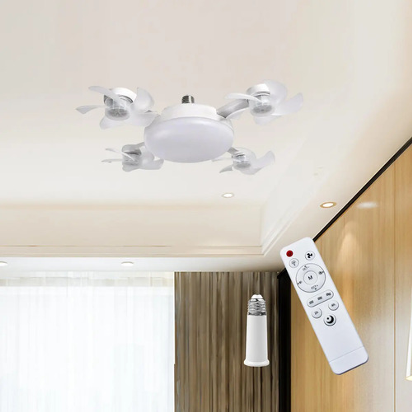 Ventilador Techo Dron 4 Luces Led 20  Control Inteligente 4